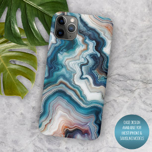Turquoise Teal Light Blue Purple Quartz Pattern iPhone 16 Pro Max Case