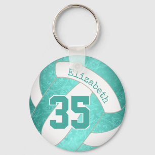 turquoise teal personalized girly volleyball keychain