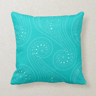 Turquoise Teal Swirls Throw Pillow