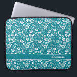 Turquoise Teal Tropical Flowers Monogram Laptop Sleeve<br><div class="desc">Turquoise Teal Tropical Flowers Monogram Laptop Sleeve. Easy to customize with text,  fonts,  and colours. Created by Zazzle pro designer BK Thompson exclusively for Cedar and String; please contact us if you need assistance with the design.</div>