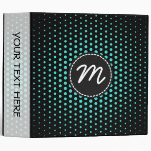Turquoise Techno Dots Modern Monogram Binder
