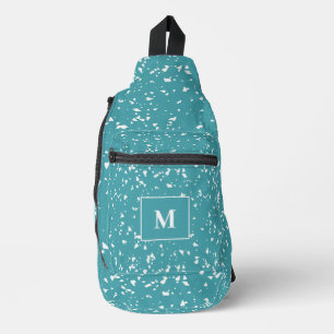 Turquoise Terrazzo Custom Monogram Sling Bag
