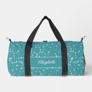 Turquoise Terrazzo Custom Name Duffle Bag