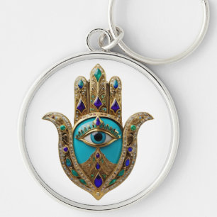 Turquoise Third Eye Hamsa Keychain