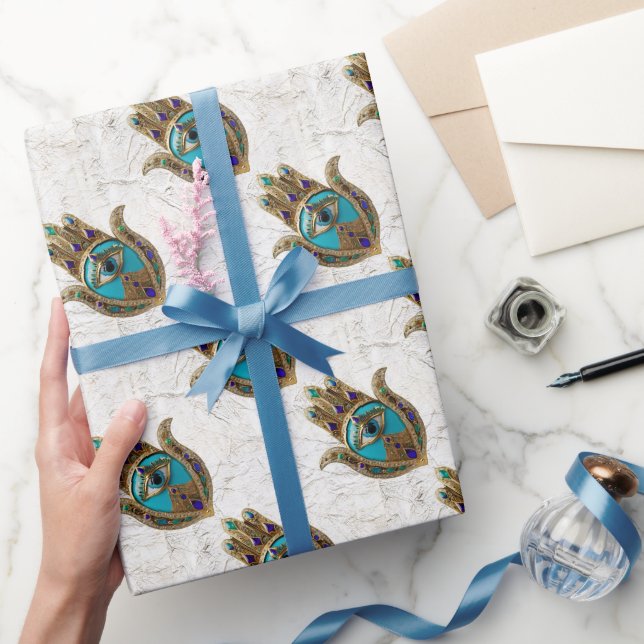 Turquoise Third Eye Hamsa Wrapping Paper (Gifting)