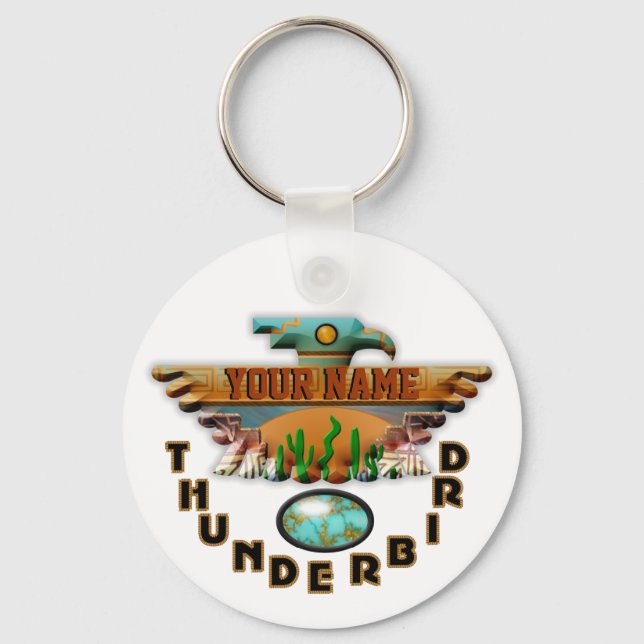 Turquoise Thunderbird Keychain (Front)