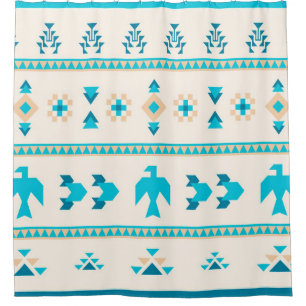 Turquoise Thunderbird Shower Curtain
