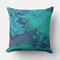 Turquoise Tidal Abyss Throw Pillow