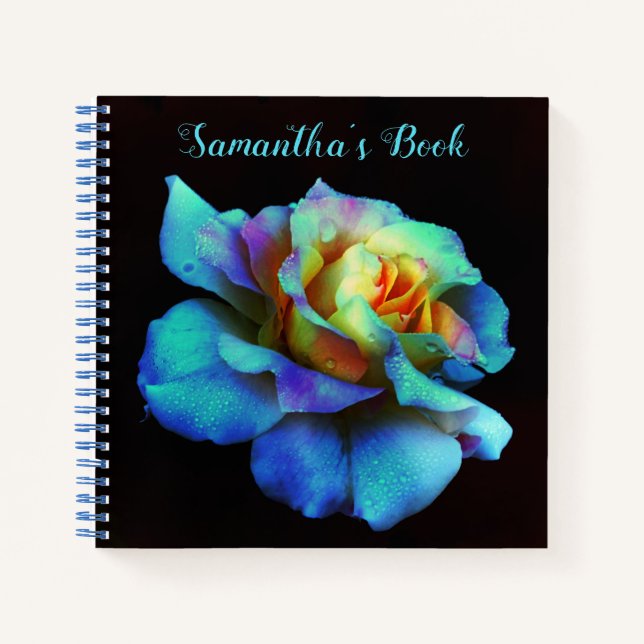 Turquoise Tie-Dyed Rose  Notebook (Front)
