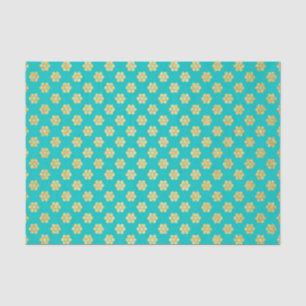 Turquoise Tiffany and Gold Daisy Flower Sparkle Tissue Paper