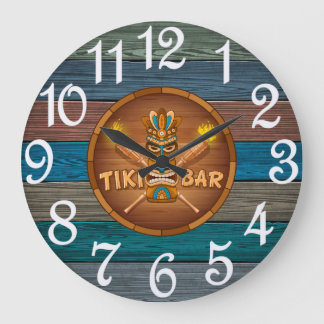 Turquoise Tiki Bar Large Clock