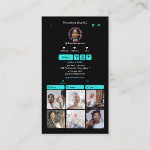 Turquoise TikTok Social Media QR Code Business Card