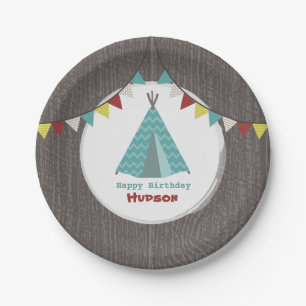 Turquoise Tipi Birthday Paper Plate