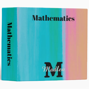 Turquoise to Peach Gradient School Subject Binder