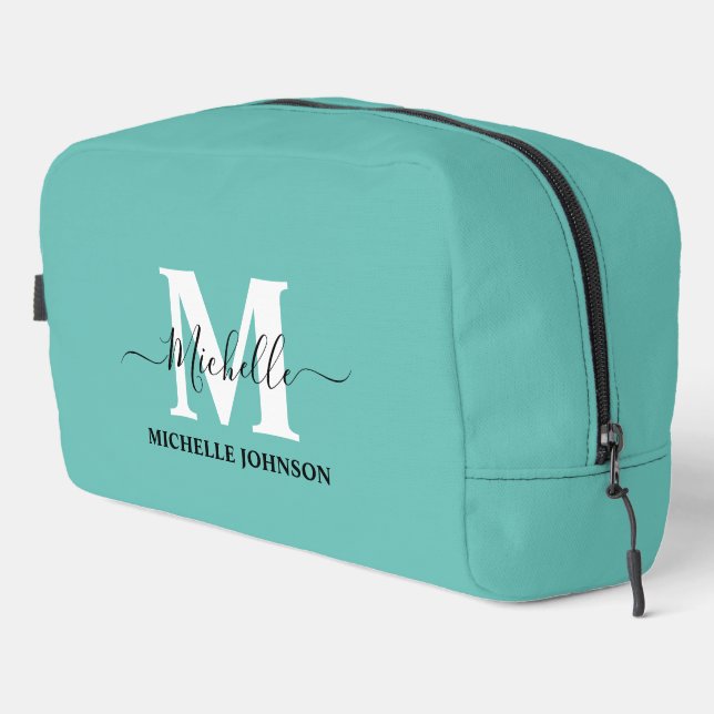 Turquoise Toiletry Bag with Monogram (Right Corner)