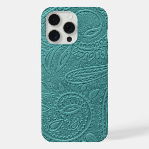 Turquoise Tooled Western Pattern iPhone 15 Pro Max Case