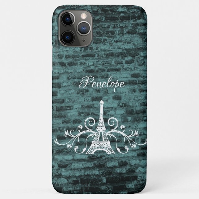 Turquoise Tour Eiffel Grunge Coque Mate coque ipho (Dos)
