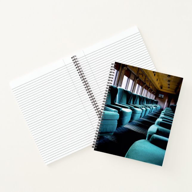 Turquoise Train Seats Spiral Notebook (Inside)