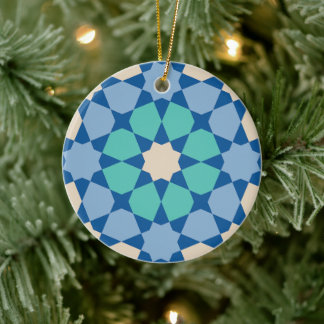 Turquoise Tranquility Pattern Ceramic Ornament