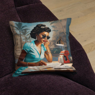 Turquoise Tranquillity A Vintage Muse Throw Pillow
