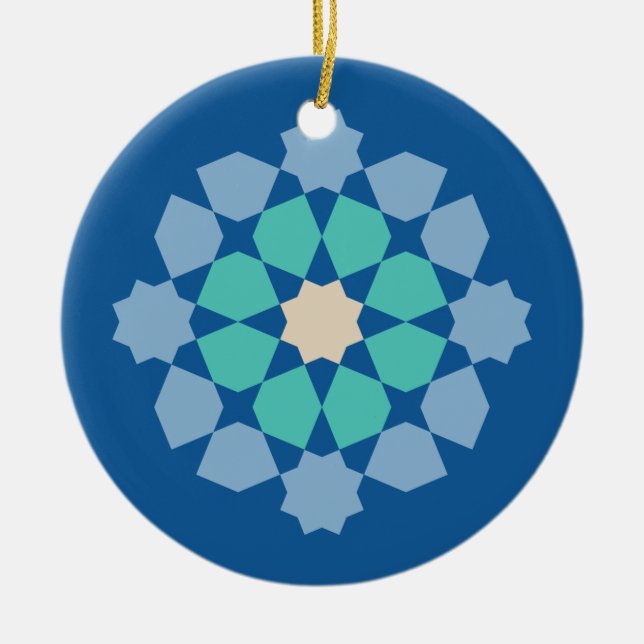 Turquoise Tranquillity Medalion Ceramic Ornament (Front)