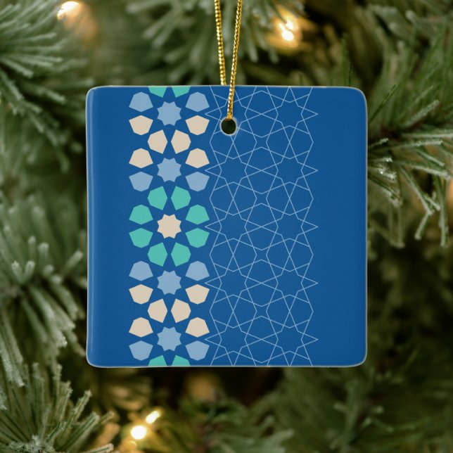 Turquoise Tranquillity Rhythm Ceramic Ornament (Tree)