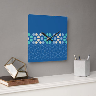 Turquoise Tranquillity Rhythm Square Wall Clock