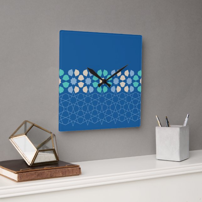 Turquoise Tranquillity Rhythm Square Wall Clock (Office)