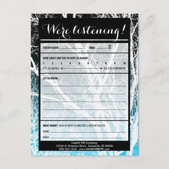 turquoise trees comment cards (Front)