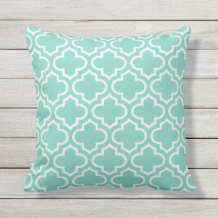 Turquoise Trellis Pattern Outdoor Pillows