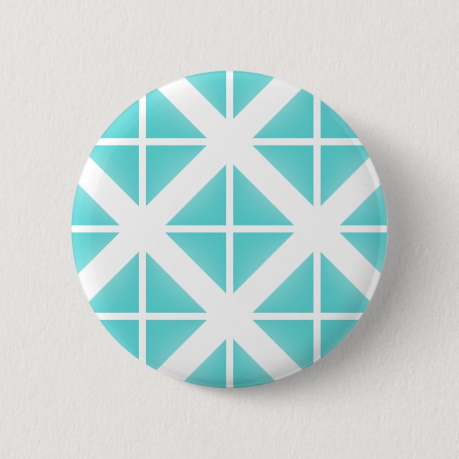 Turquoise Trendy Triangle Pattern 2 Inch Round Button (Front)