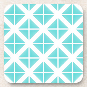 Turquoise Trendy Triangle Pattern Coaster