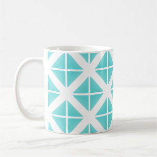 Turquoise Trendy Triangle Pattern Coffee Mug