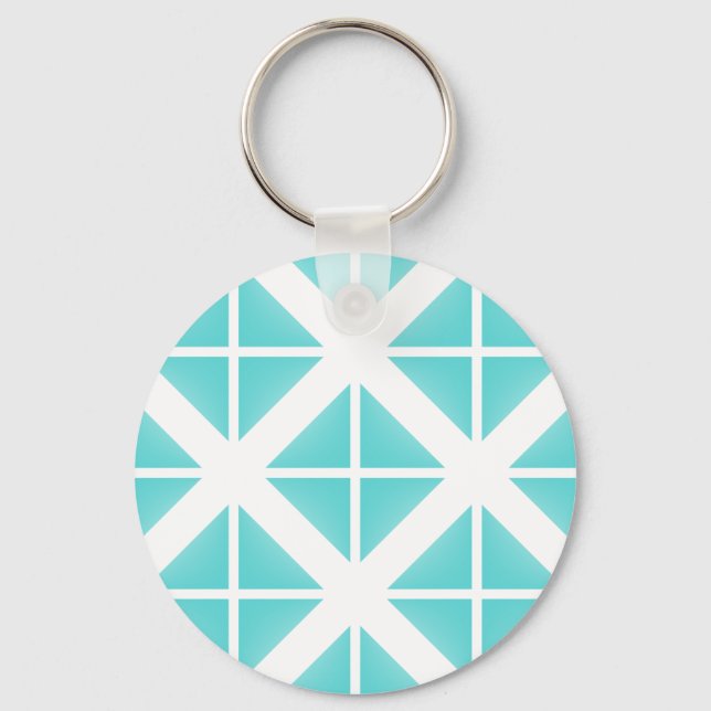Turquoise Trendy Triangle Pattern Keychain (Front)