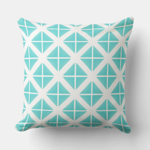Turquoise Trendy Triangle Pattern Throw Pillow