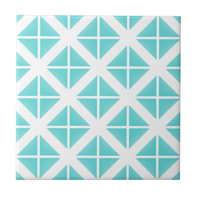 Turquoise Trendy Triangle Pattern Tile (Front)
