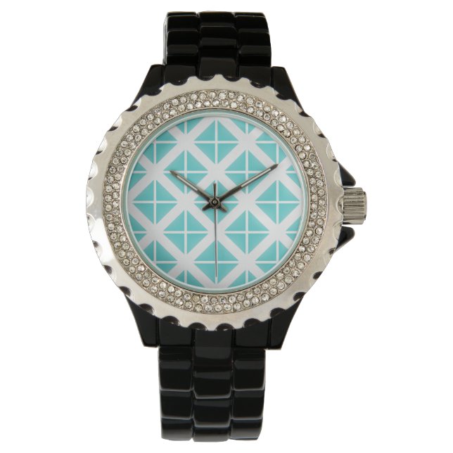 Turquoise Trendy Triangle Pattern Watch (Front)