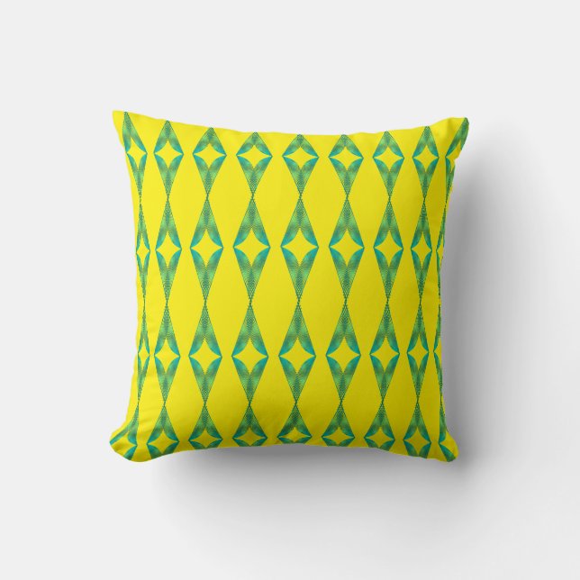 Turquoise Triangels Geometric Pattern Yellow Throw Pillow (Front)