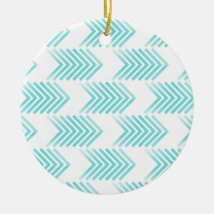 Turquoise Tribal Arrow Pattern Ceramic Ornament