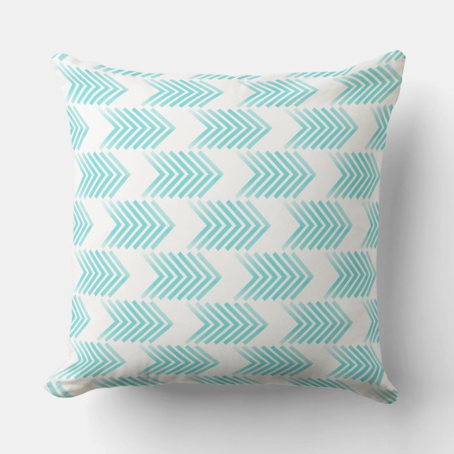 Turquoise Tribal Arrow Pattern Throw Pillow (Front)