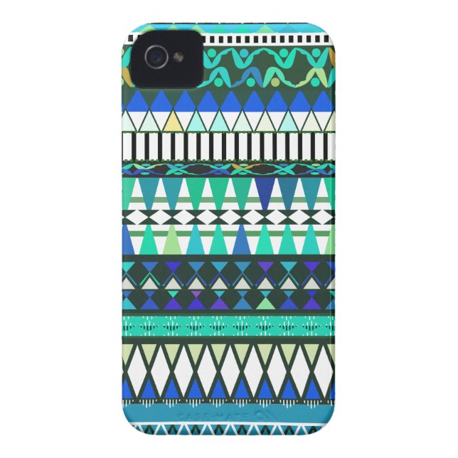Turquoise Tribal Pattern Case-Mate iPhone Case (Back)