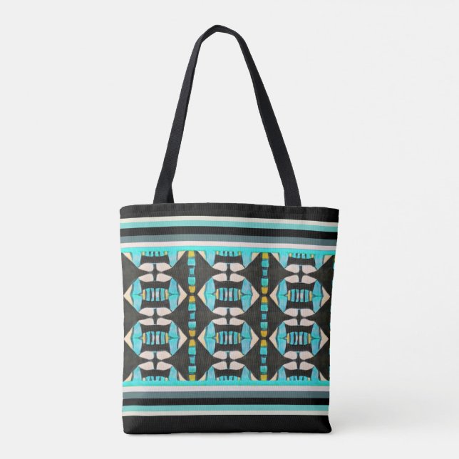 Turquoise Tribal Tapestry Tote Bag (Back)