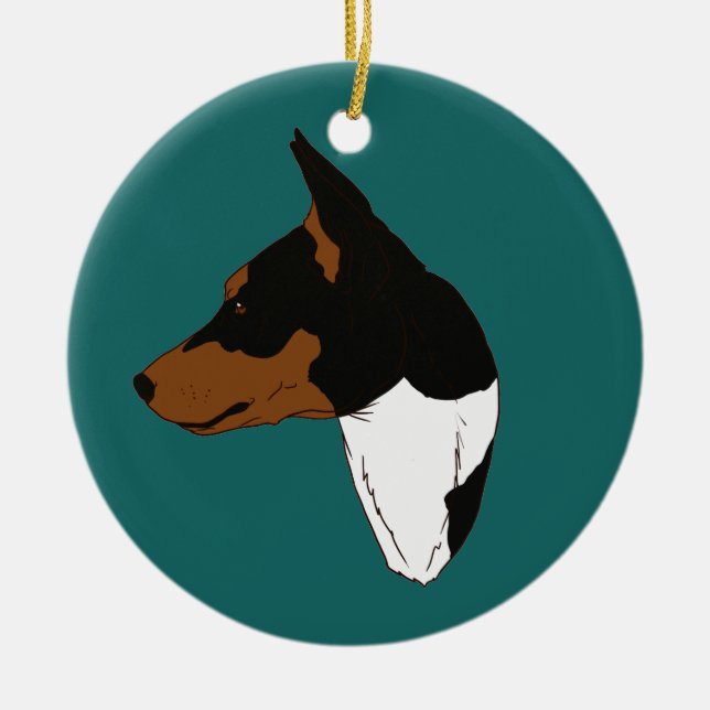 Turquoise Tricolor Basenji Ornament (Front)