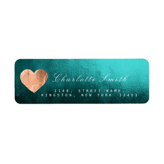 Turquoise Tropic Heart Pink Gold Retourner l'adres (Devant)