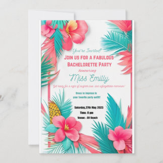 Turquoise Tropical Bachlorette Party Invitation