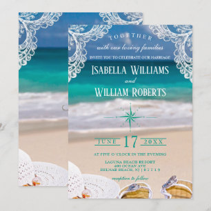 Turquoise Tropical Beach Summer Wedding Invitation