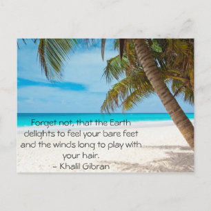 Turquoise Tropical Beach with inspirational quote Postcard
