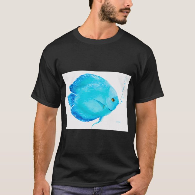 Turquoise Tropical Discus Fish T-Shirt (Front)