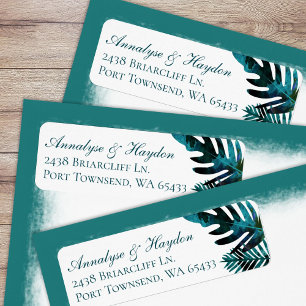 Turquoise Tropical Feuille Mariage Adresse de reto