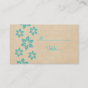 Turquoise Tropical Floral Place Card